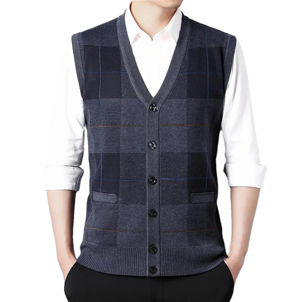 Chaleco de punto con cuello en V para hombre, chaleco de punto, chaqueta sin mangas, talla XL (72-78 kg), Gary, XL