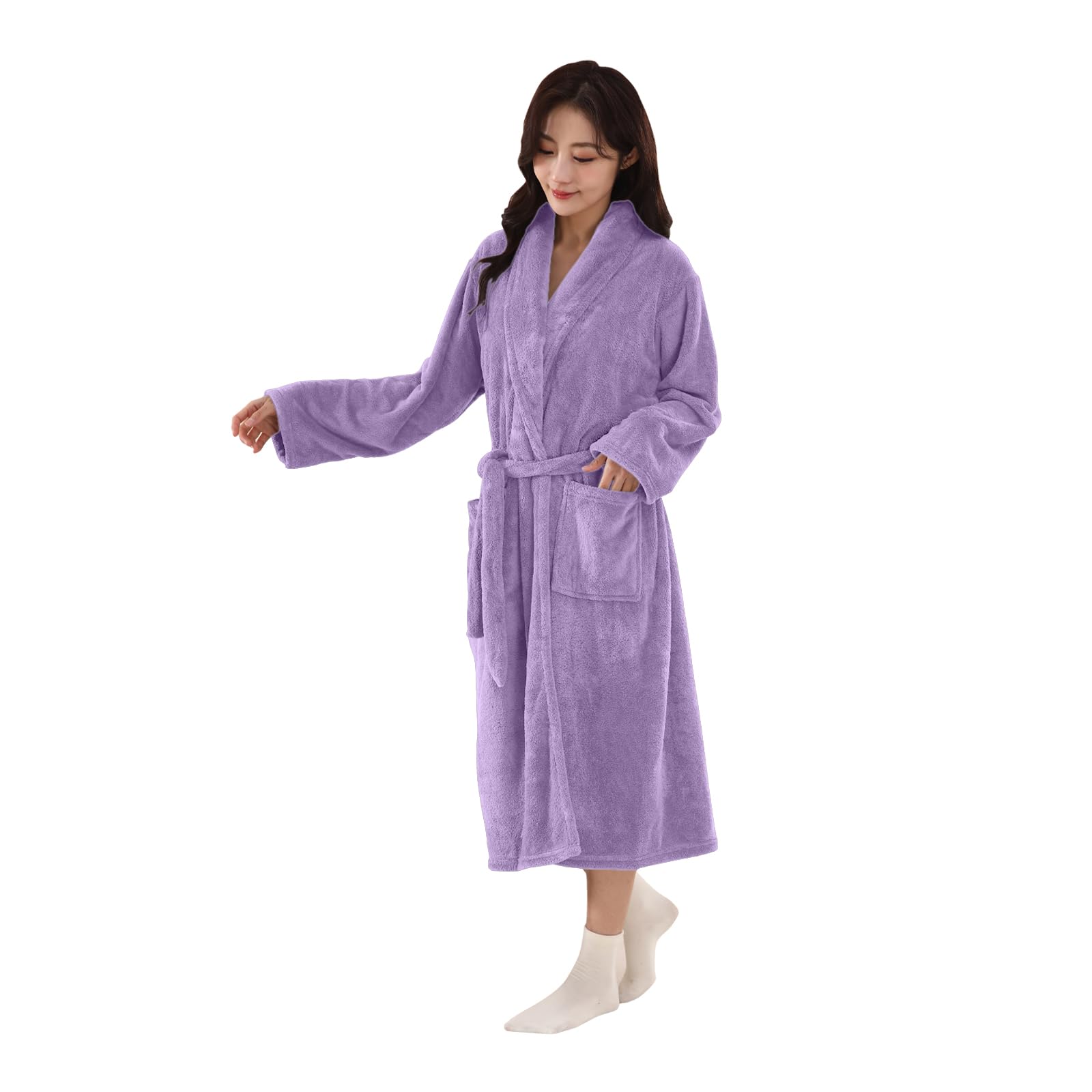 HOUSSE Microfiber Pastel Hooded Bathrobe for Men & Women's with Belt & 2 Pockets |Ultra Cozy Fleece, Super Absorbent & Quick Dry | Lightweight & Warm -350 GSM-image-12
