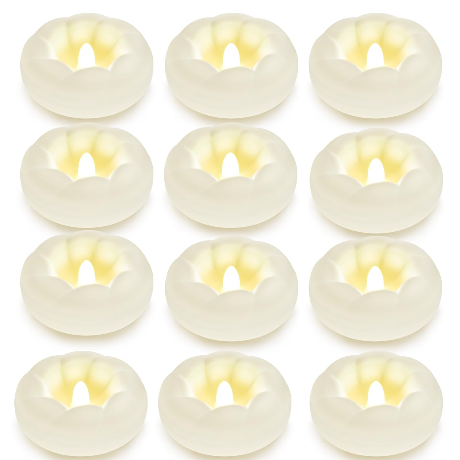 3” White Flameless Led Floating Candles, Plastic Battery Operated Flickering Waterproof Tealights Long lasting 200H+ for Cylinder Vases, Centerpieces at Wedding, Party, Pool, Holiday (36pack)