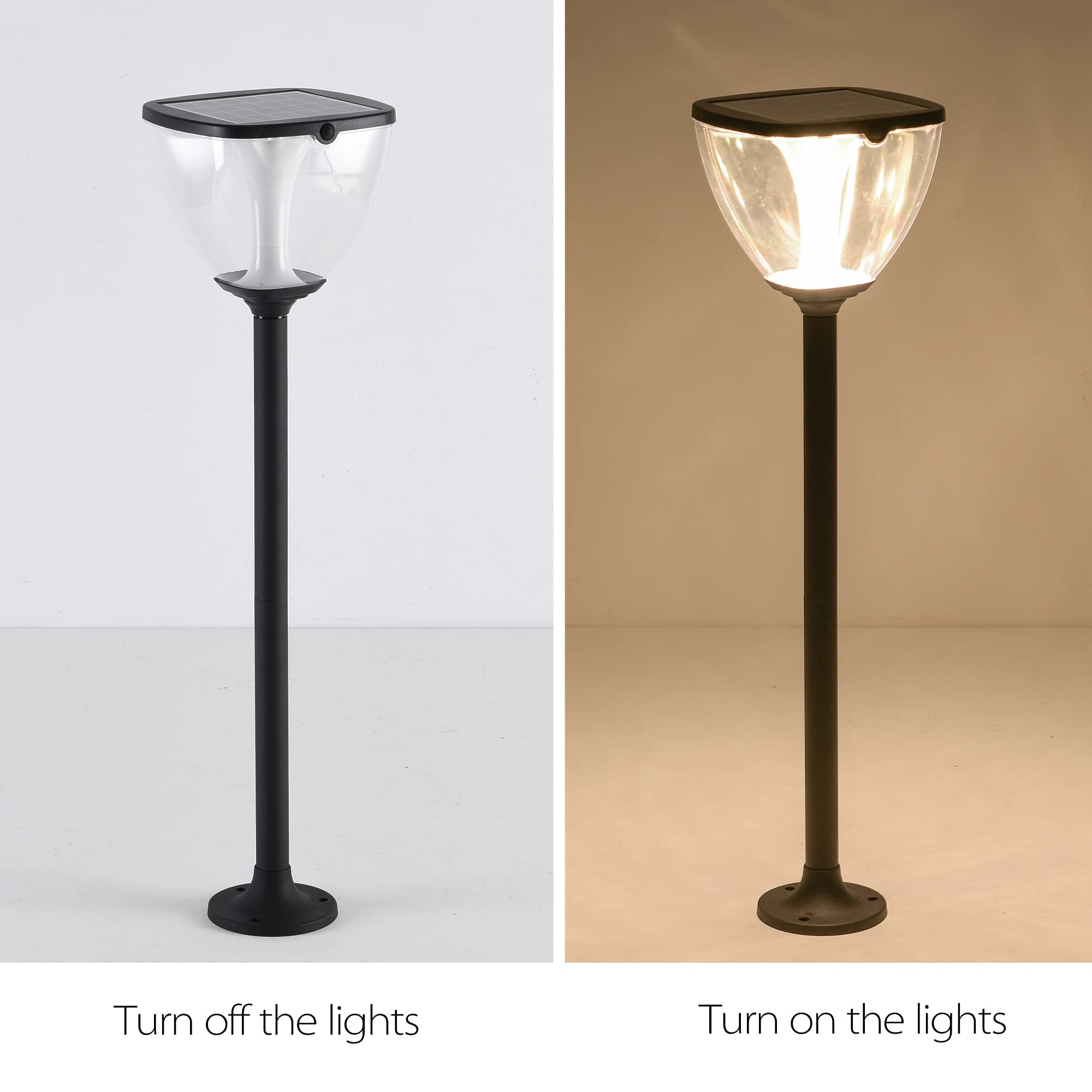 Solarleuchte für Garten, Außenbereich, LED Solarleuchten für Wege, IP65, wasserdicht, kabelloses Solarlicht mit 3 Modi, für Terrasse, Hof, Auffahrt, Pfad, Höhe 83 cm (2 Stück)
