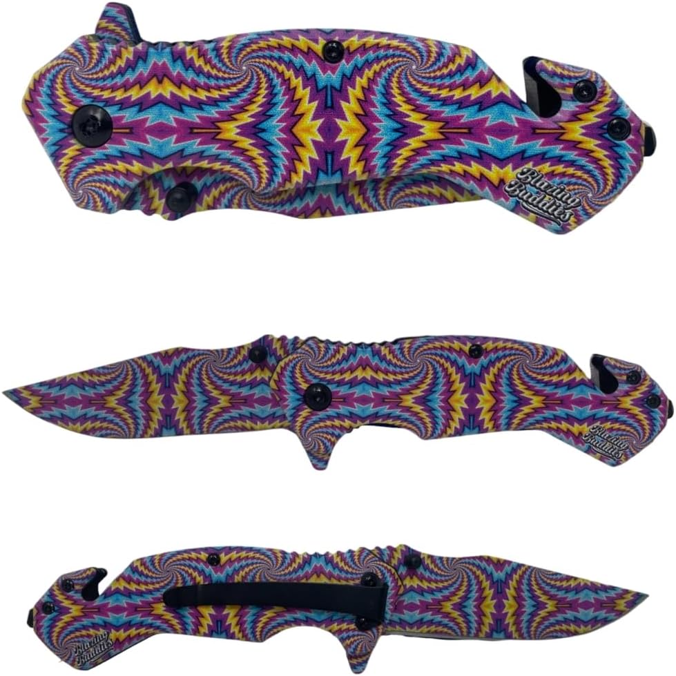 Funky Pocket Knife - Fun Camping & Hunting Accessories For Knife Collectors & Outdoorsmen, Abstract Designs & Graffiti Artwork Knife, 420 Stainless Steel Blade