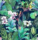SOEWIOU Tapete, tropische Palmblätter, Blumen, dick, tropische Dschungelblätter...