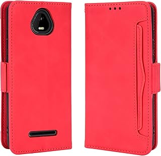 Ranyi for Schok Volt SV55 (SV55216) Case, PU Leather Wallet Case with 5 Credit Card Holder Slots Kickstand Feature Flip Folio Magnetic Wallet Protection Case for Schok Volt SV55 (SV55216), red