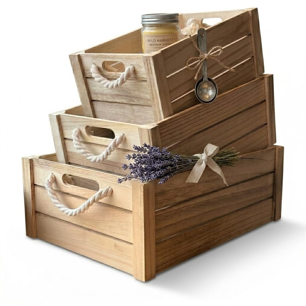 Photo 1 of Minajay Home Set of 3 Nesting Wood Crates