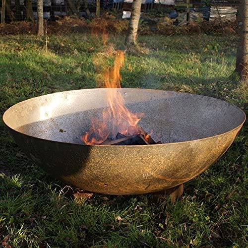 Round Wood Mild Steel Bowl Fire Pit - 500mm Diameter x 145mm High
