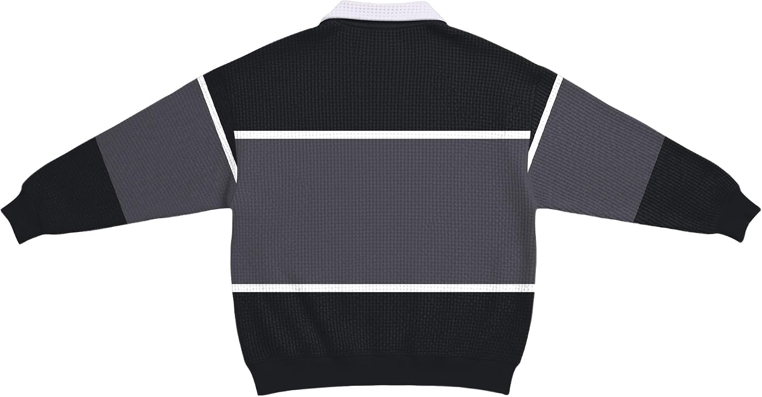 Ymosrh Mens Casual Polo Shirts Long Sleeve Formal Dress Work Striped Golf Collar Shirt, S-5XL