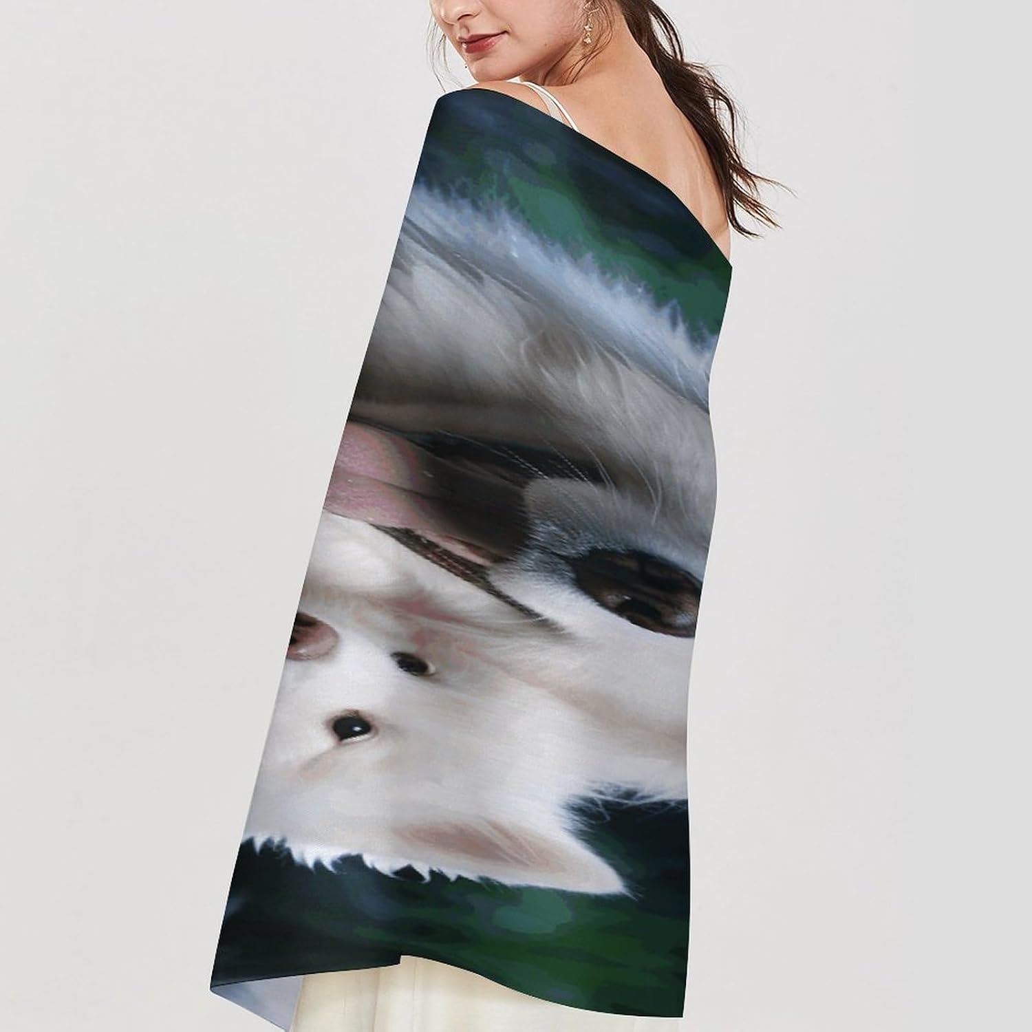 White Dog Winter Scarf for Women Soft Tassel Scarves Oversized Wraps Long Shawl Cold Weather Thick Blanket Scarfs