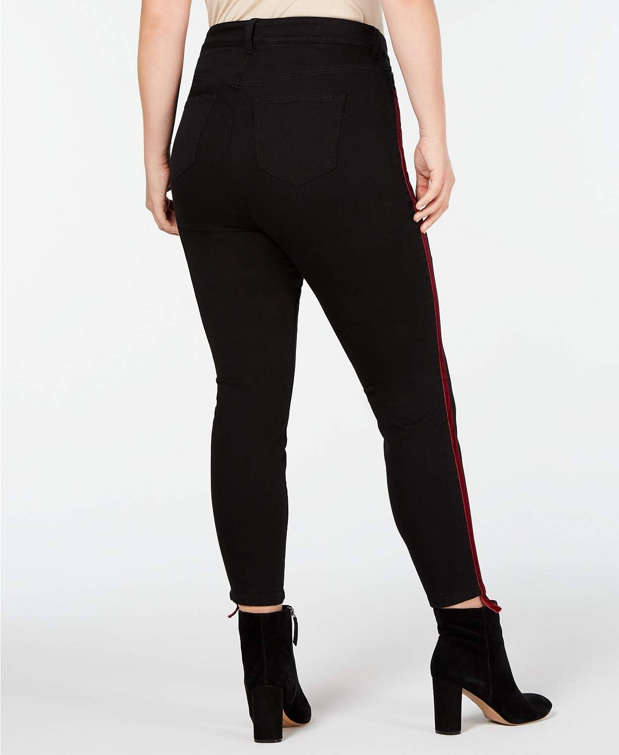 Celebrity Pink Trendy Plus Size Velvet Varsity Stripe Skinny Jeans