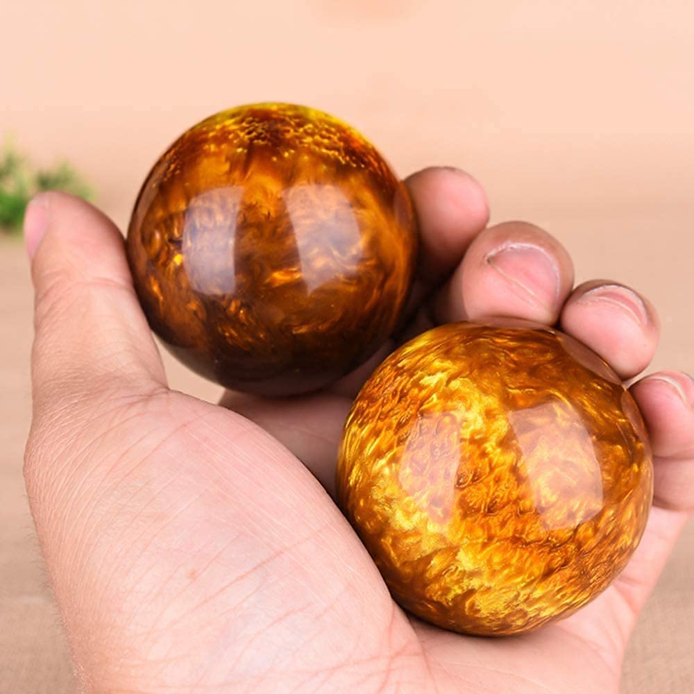 Palle Antistress per Adulti, Palle Baoding Palle Antistress per Adulti Palle per Esercizi Cinesi Marmo Cinese Giallo Chiaro Salute Palla per Esercizi con Le Mani da sforz