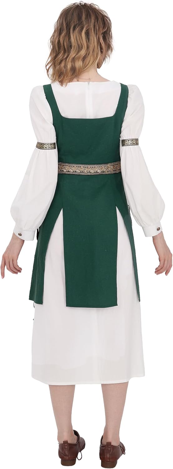 PROCOS Medieval Dress Womens Renaissance Victorian Corset Skirt Retro Linen Green Ren Faire Outfit Fairy Cosplay Costume - Image 6