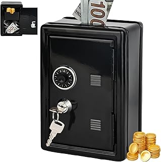 Spardose Tresor mit Geldeinwurfschlitz, Spardose mit Schlüssel Safe Sparschwein Metall Schwer zu Öffnen zur Wiederverwendung Safe Sparbüchsen Sparbox für Zuhause