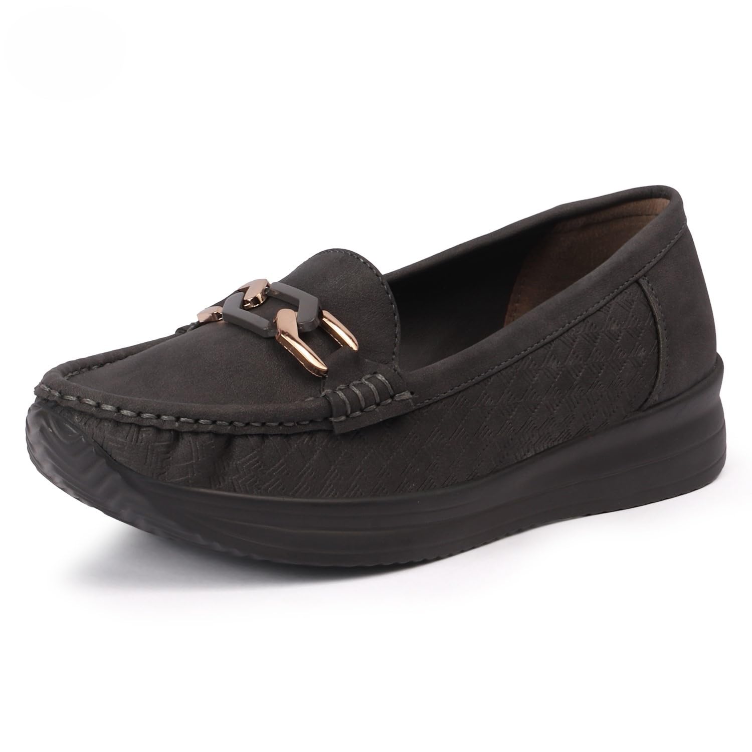 vendoz Women’s Platform PU Sole Loafers | Ultra Lightweight I Stylish Slip-On Casual Shoes with Metal Buckle | Comfortable Everyday Mocassins Ballet I for Casual Office Formal Wear LF900-picture-40