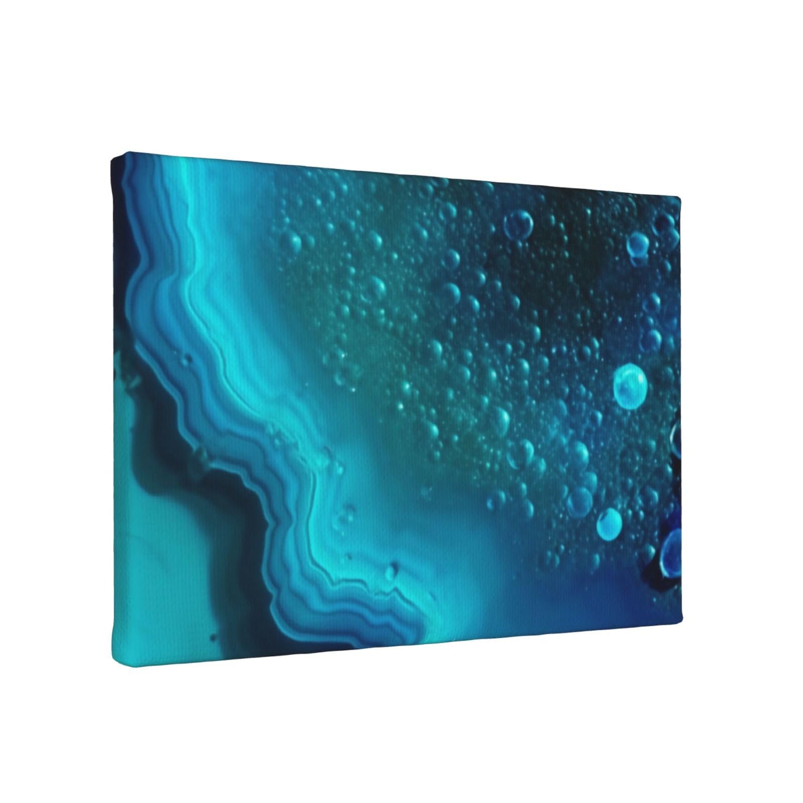 YKLJG Bright Aqua Blue Turquoise Printed Wall Art Canvas Painting 30x20 CM Wooden Framed Picture Painting Artwork Prints for Bedroom Kitchen Home Office Decor