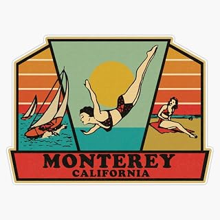 Vintage Monterey California Travel Decal Window Bumper Sticker Decal 5"