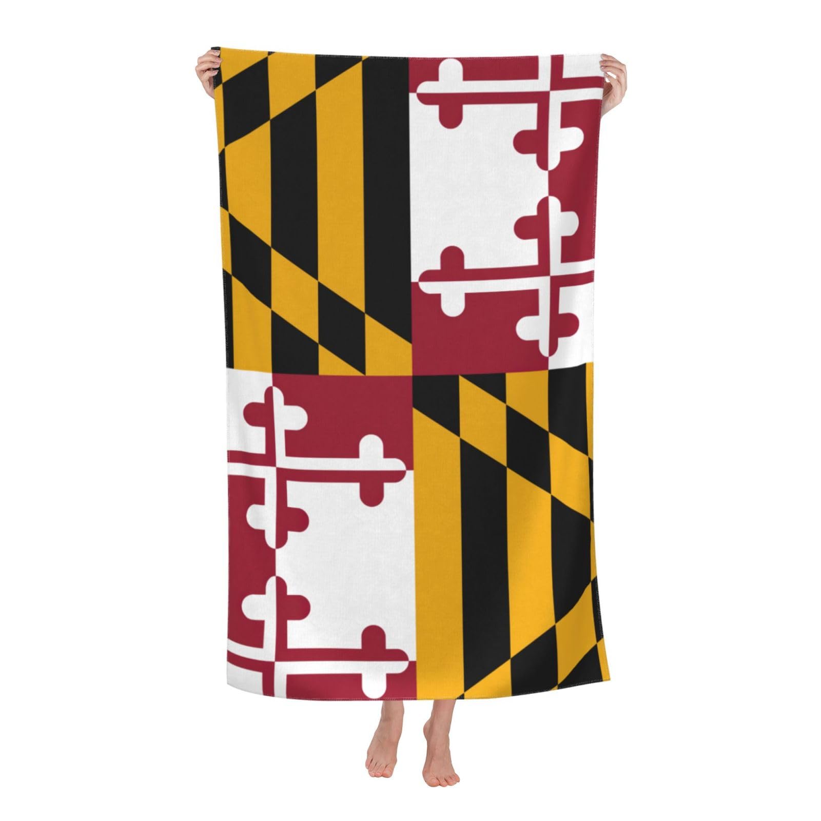 NImongt Maryland State Flag Print Oversized Adult Beach Towel For Travel Weekend Getaways Festivals Camping Trips
