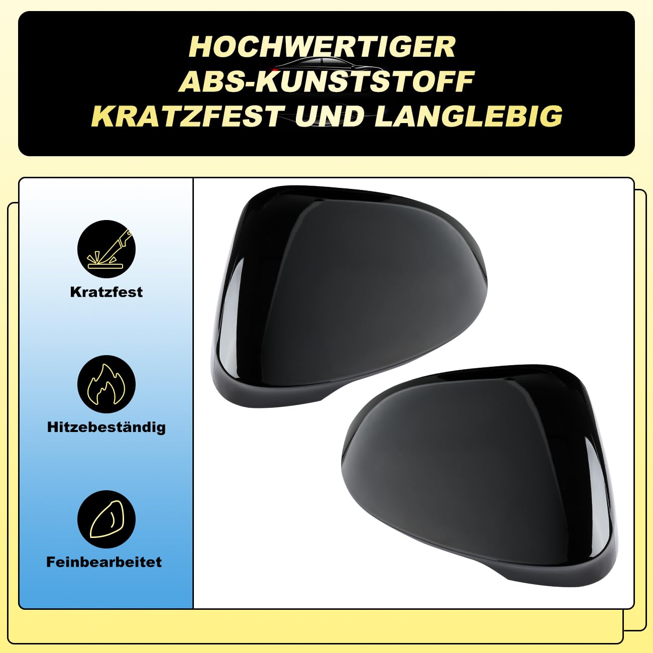GEARMONSTER Tappi per specchietto retrovisore auto, cover per specchietto retrovisore, ricambio per specchietto laterale, copertura specchietto laterale compatibile con VW Golf 8 MK8 2019-2021, nero