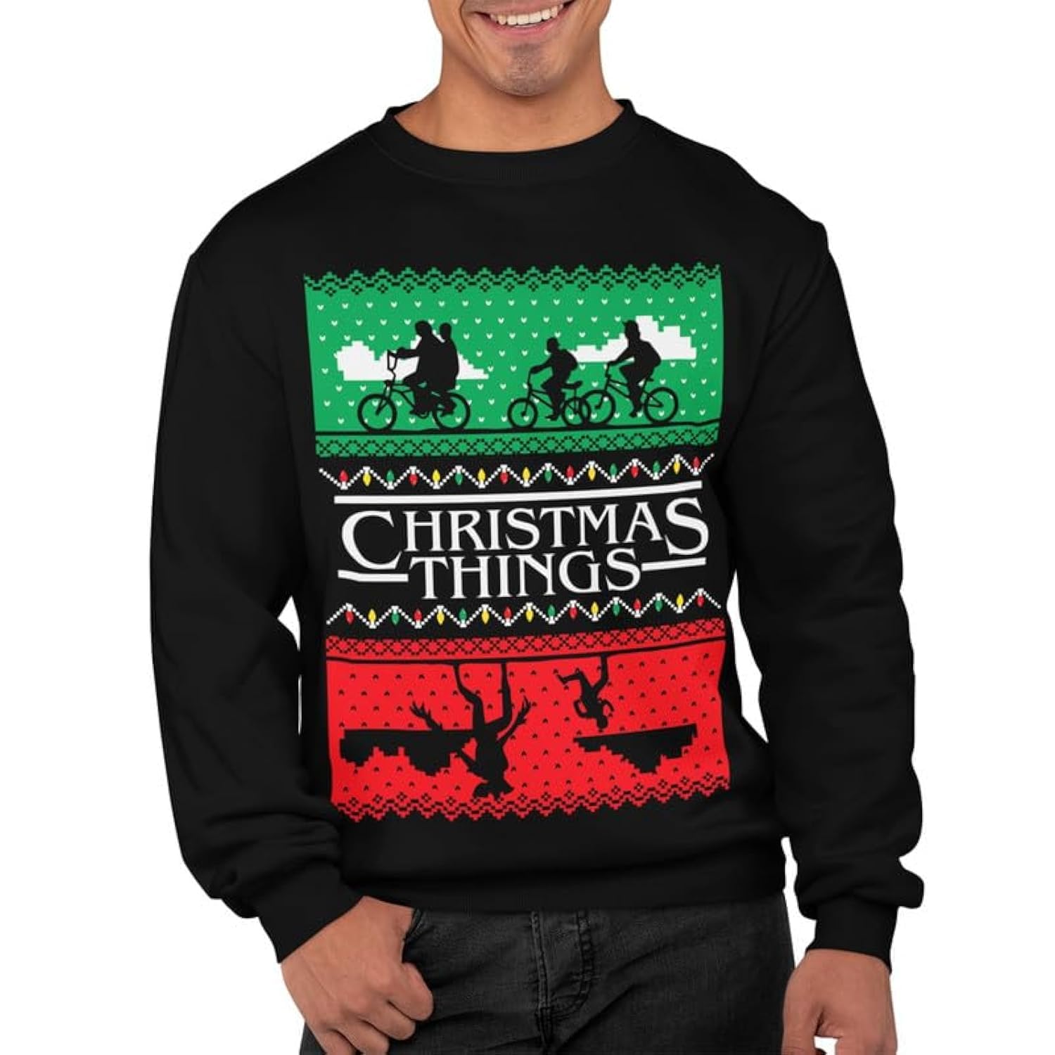 Graphic Impact Men's Black Inspired Christmas Things Ugly Xmas Jumper Xmas Sweatshirt Adults Unisex Sweater Christmas Jumper (, Xxlarge)
