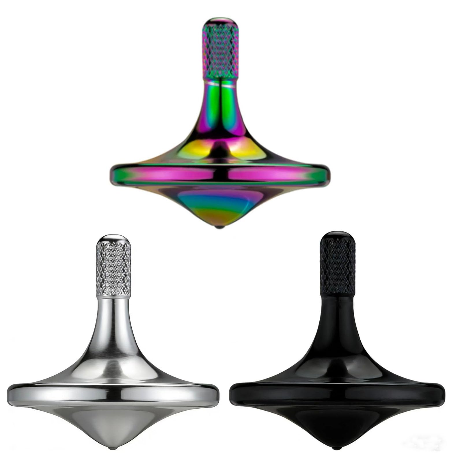 Precision Metal Spinning Top, Spin Smooth for A Long Time, Best Spin Time Over 8 Minutes, Perfect Balance Well Made EDC Desktop Gyro Toy for Office for Adults | Unique Gift (3PCS)