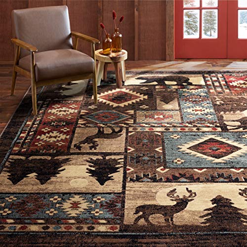 Home Dynamix Buffalo Bear Rustic Area Rug, Brown/Red, 7’10″x10’5″, Rectangular
