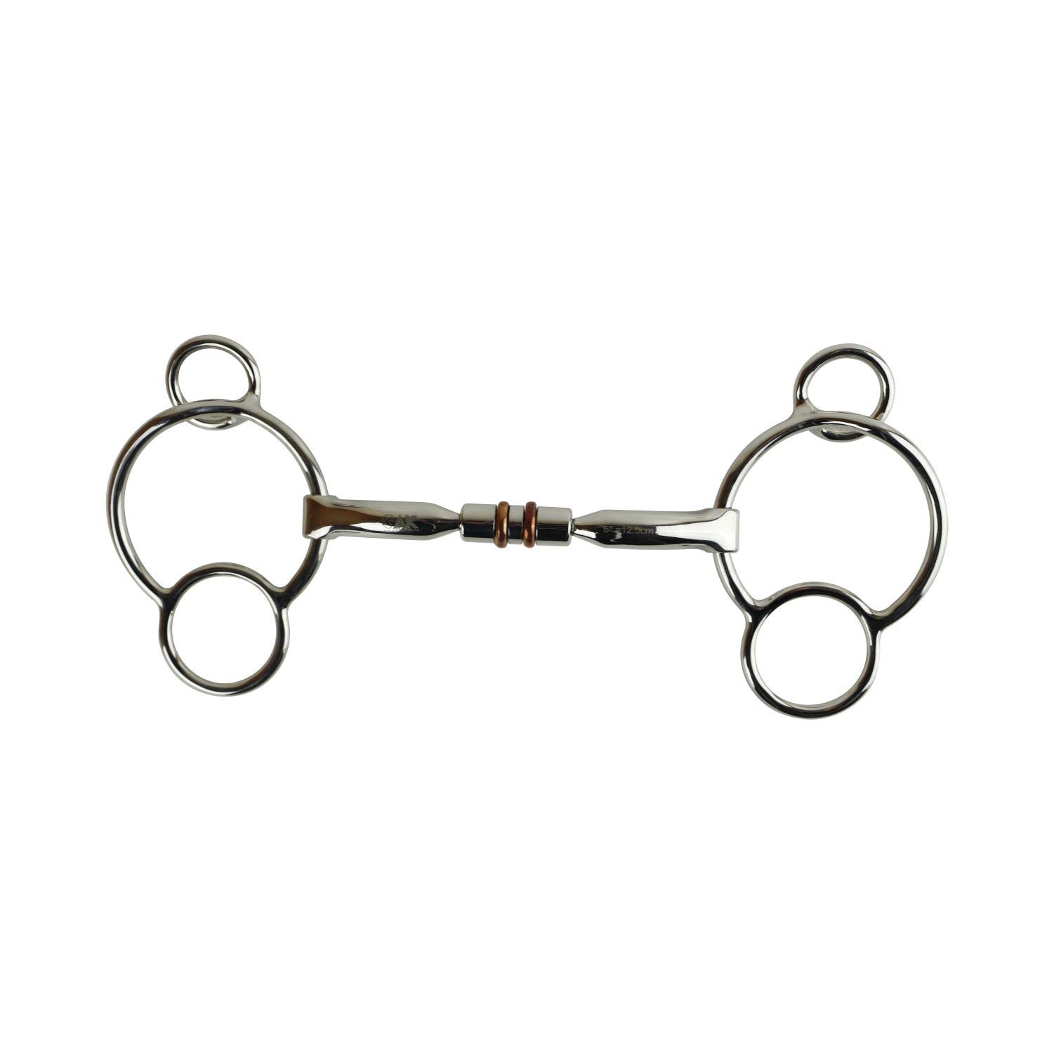 AK Universal Loose Ring Rotary Double Cooper Roller Snaffle Horse Riding Bit AKRS-2617 (4.75'', Silver)