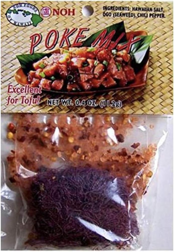 NOH Hawaiian Poke Mix, 0.4 oz Packet (Pack of 3) - Island-Style Poke Seasoning Mix made w/Ogo Seaweed, Hawaiian Salt, and Chili Pepper, perfect for Ahi Tuna, Seaweed Salad, Octopus, Tofu, and More