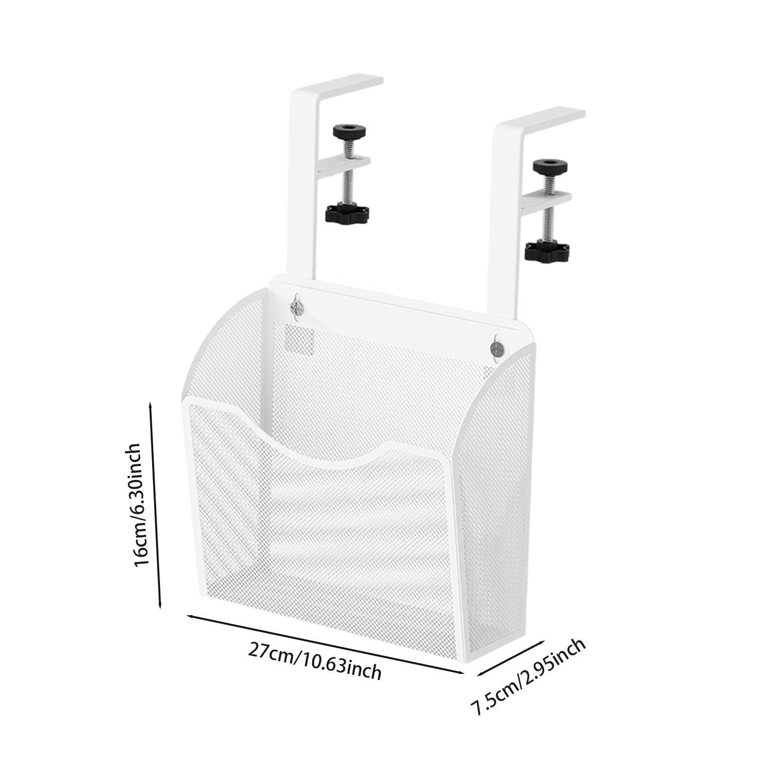 Qianly Soporte de Almacenamiento para debajo de La Mesa, Organizador Colgante de Escritorio, Organizador de con Abrazadera para Escritorio, Organi, Blanco