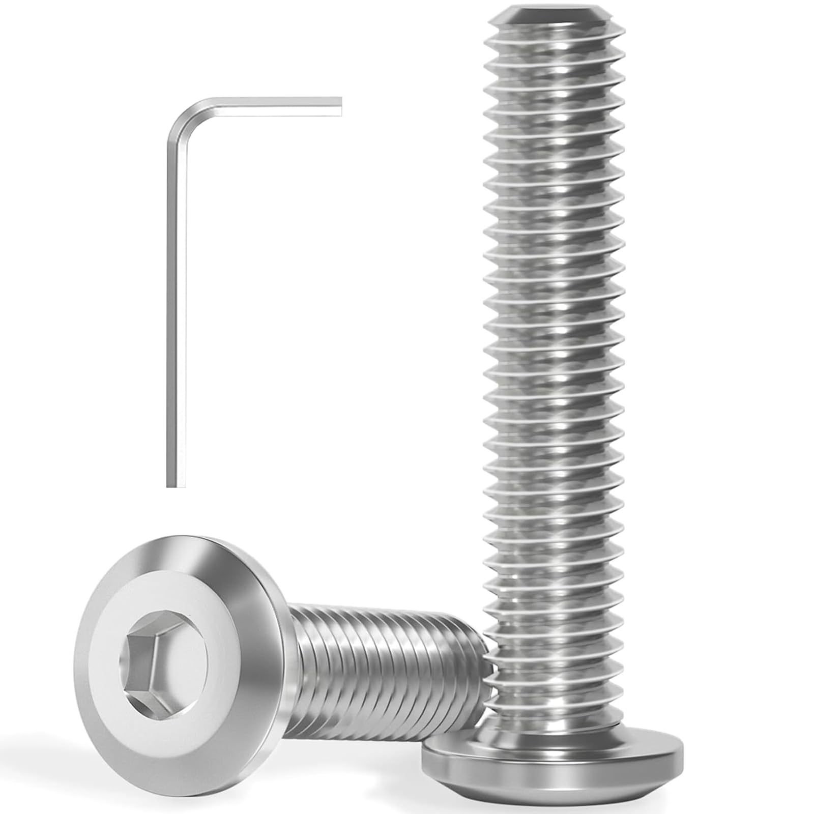 Wavanta M6 Bolts, M6 x 50mm Flat Head Hex Socket Cap Screws Bolts, Full Thread A2 304 Stainless Steel Screws with Hex Key, Ideal for Furniture Assembly/Machinery Repair Pack of 20 — image 1