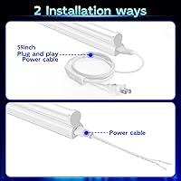 Vista 6 de hykolity 10 Pack LED Shop Light 4FT, T5 Integrated Single Fixture, 22W, 2200lm, 6500K Super Bright White, Linkable Shop Light, Utility Shop Lights