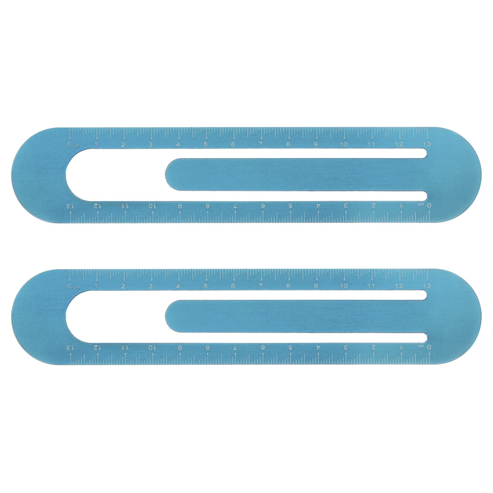 sourcing map 2pcs Straight Ruler 13cm Metric Bookmark Clip Ruler Metal Aluminum Alloy Scale on Both Sides Measuring Scale Tool for Measure Study Reading Classroom Office, Blue