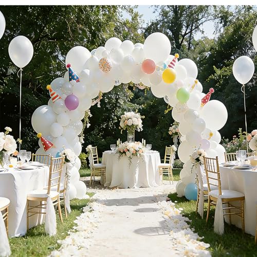Image of White Balloons Birthday Party Balloons - 100 Pack 12 inch Round Balloons for Engagement Bachelorette Bridal Shower Wedding Party Birthday Decorations