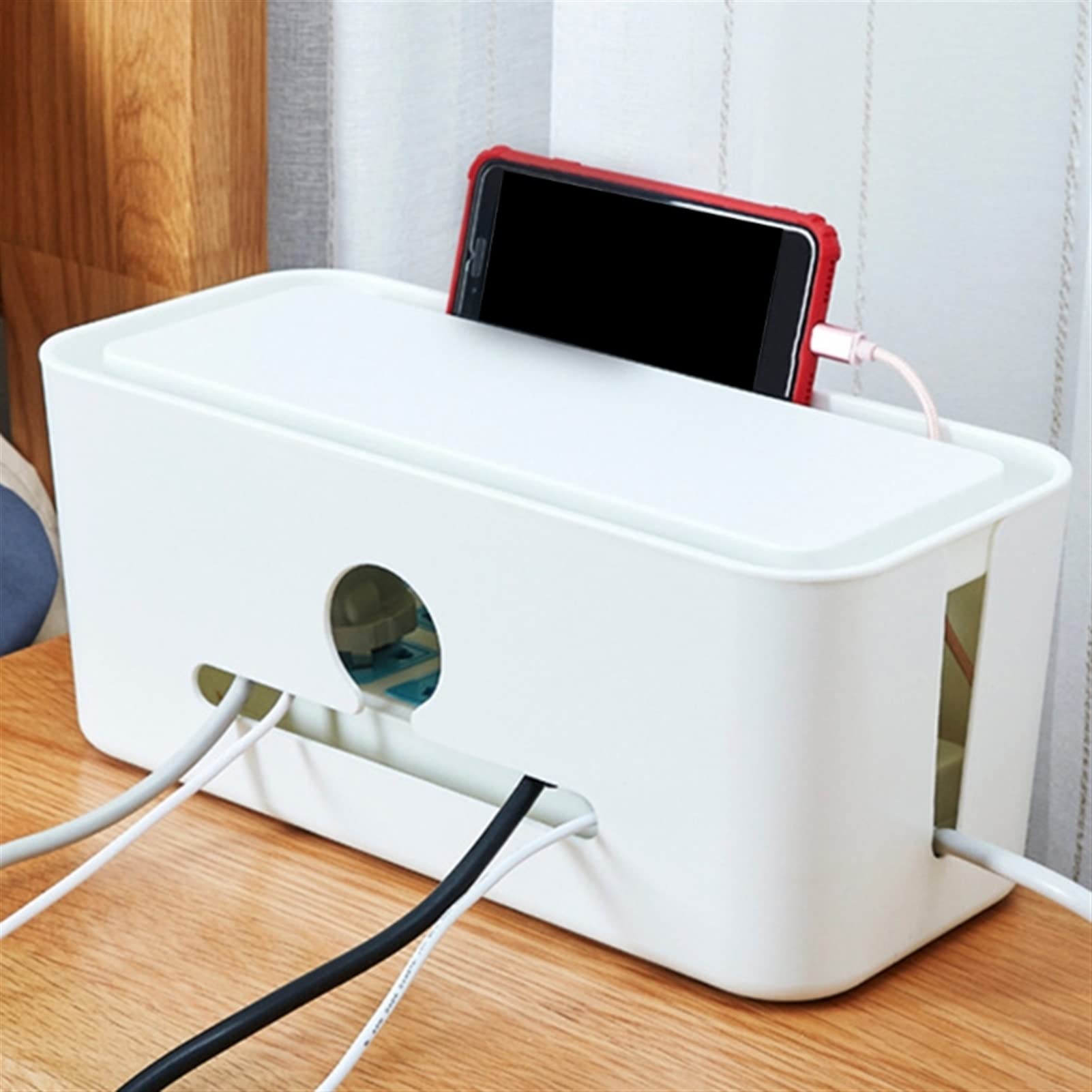 Kabelaufbewahrung Großflächige Kabelmanagementbox Ladegerät Steckdosenadapter Steckdosenleiste Aufbewahrungsbox Home Office Versteckte Kabel- und TV-Computerleitungs-Steckplatine f