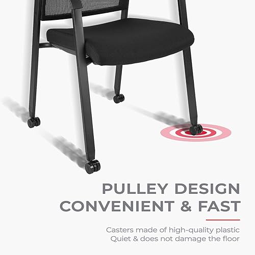 Miniatura 7 de CLATINA Silla de invitados de recepción, silla de escritorio de piel sintética con reposabrazos acolchado y soporte lumbar para recepción, oficina,