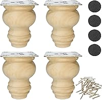 Vista 10 de Patas de Muebles de Madera, Patas de Repuesto de Madera Maciza Sin Pintar para Muebles, Patas para Mesa de Comedor de Cocina/Escritorio/Sofá/Librero