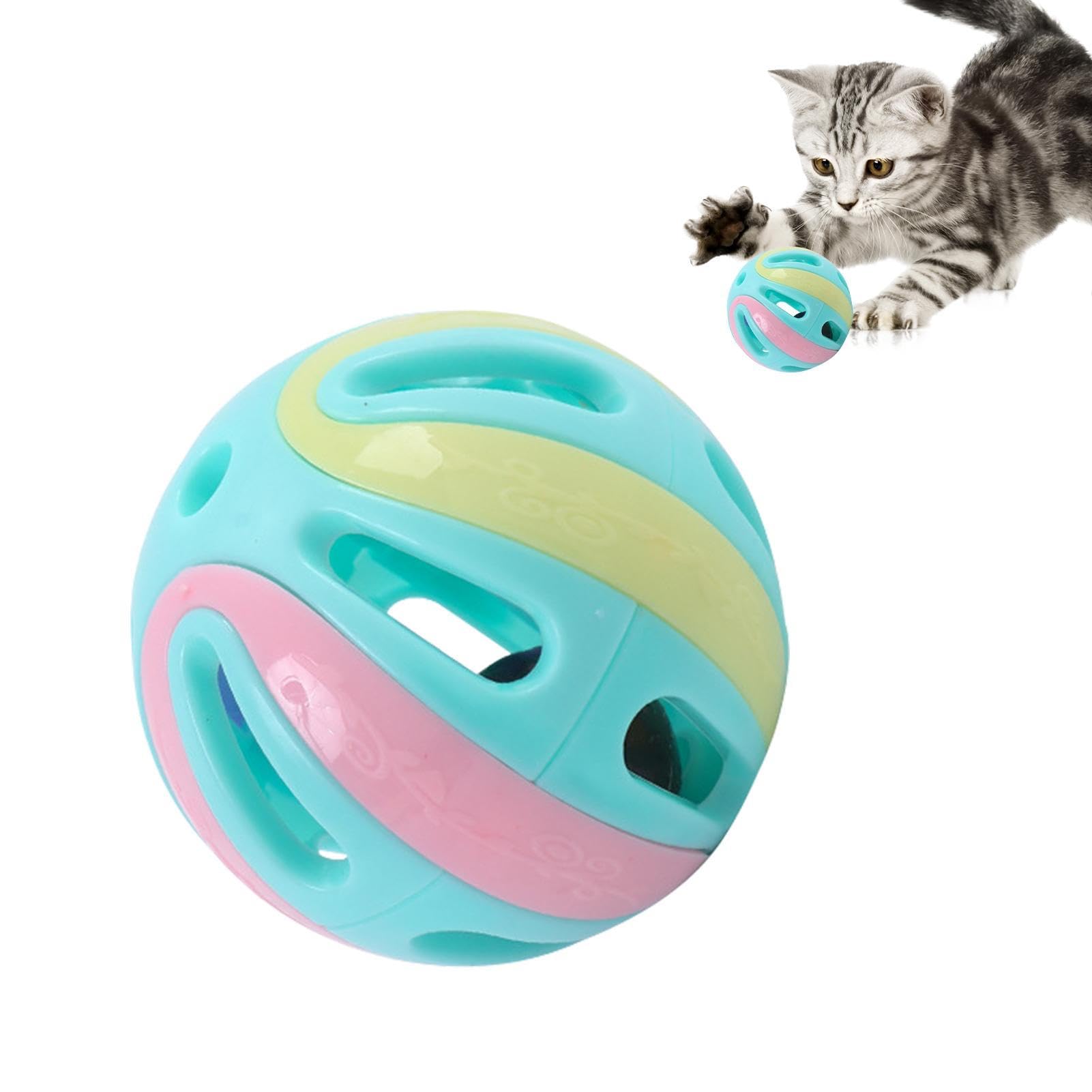Visiblurry Cat Toy with Bell,Cat Pounce Jinggle Ball - Hollow Cat Jingle Balls, Interactive Cat Toys Kitten Chasing Toys for Kitten, Cats Indoor