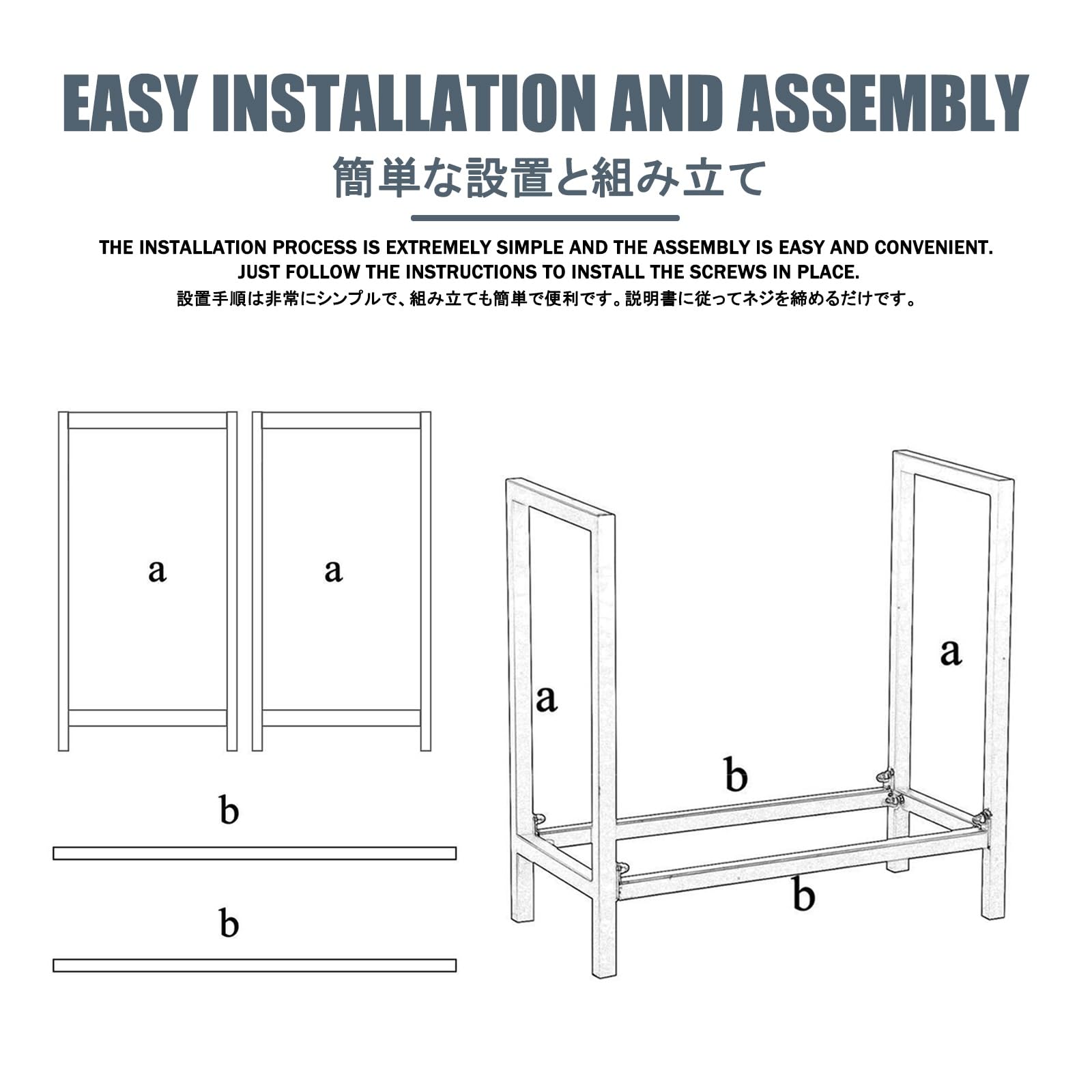Rack di Legna da Ardere，Portalegna da Interno，Legnaia da Esterno in Metallo，capacità Esterni Scaffale Porta-Legna，Facile da Installare, Adatto A Giardini E Terrazze.