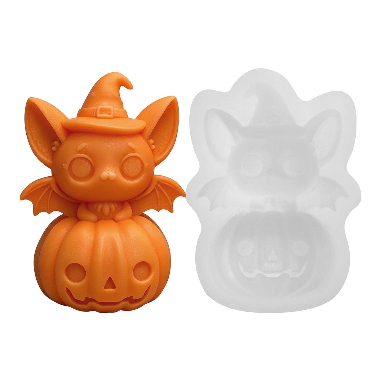 PANGBOER Seasonal Halloween Mold, Silicone Casting Mold with Bat and Pumpkin Theme for Wax, Plaster and Resin Halloween Silicone Casting Bat Pumpkin Wax Plaster Resin Seasonal Holiday