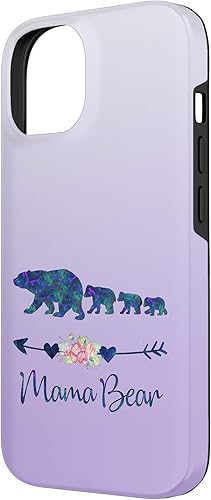 Miniatura 5 de Funda para iPhone 15 Pro Max Verde Azulado Púrpura Floral Mama Oso Tres Cachorros Plata Púrpura