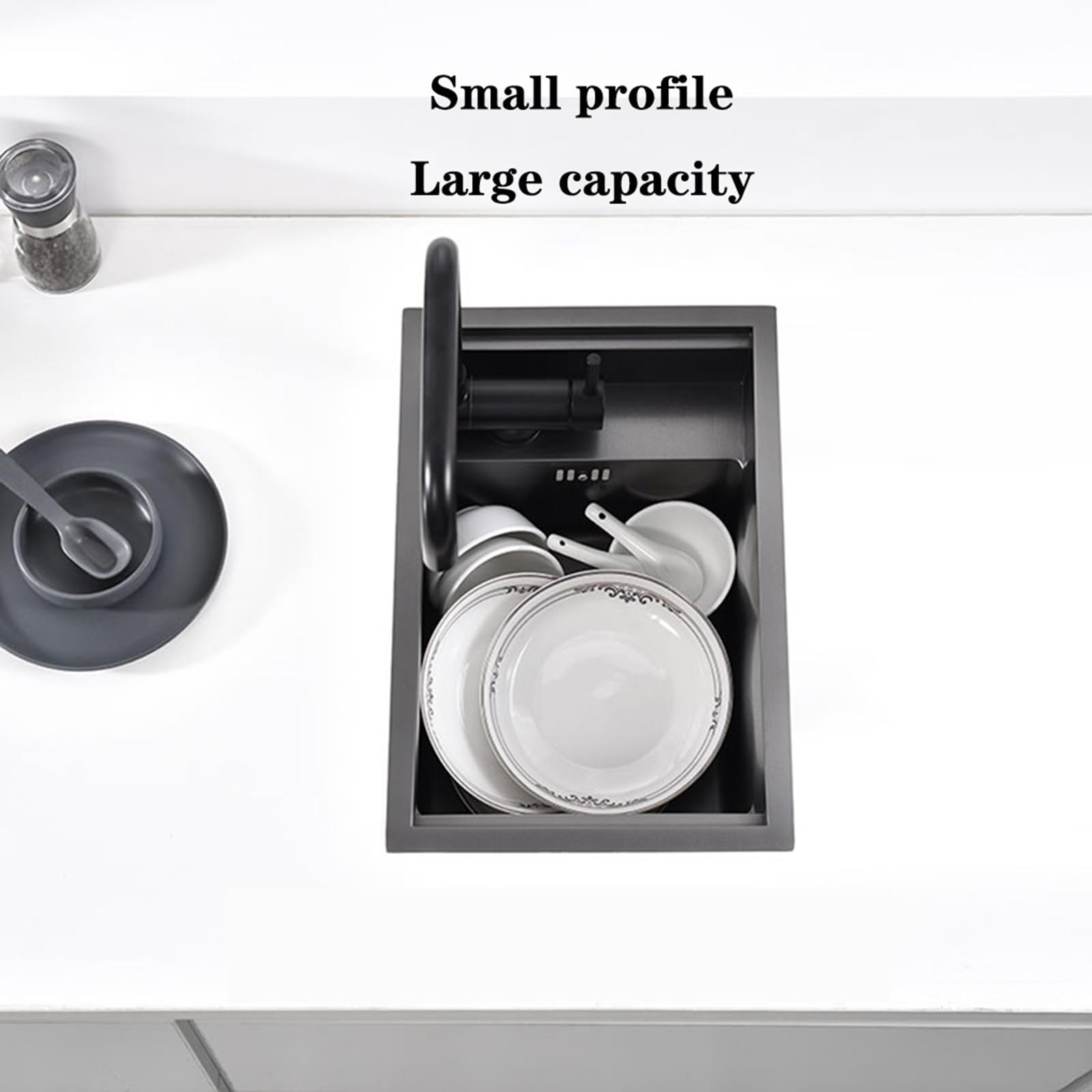 Mini sifone nascosto in acciaio inox, piccolo scarico invisibile per cucina, balcone, bar, piano di lavoro con copertura, design salvaspazio, facile installazione