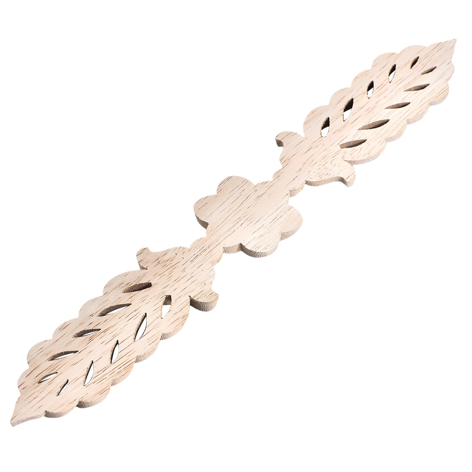4-Pack Unpainted Wood Appliques Onlays 24.5x3.5cm/9.65"x1.38" for Furniture Decoration Leaf Flower Center Side Decal for Cabinet Bed Wall Ceiling Frame Corner - Image 3
