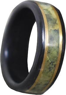 Bentwood Ring,Ebony wood with Serpentine and brass Inlay ring, Men's Wood Ring, Women's Wood Ring