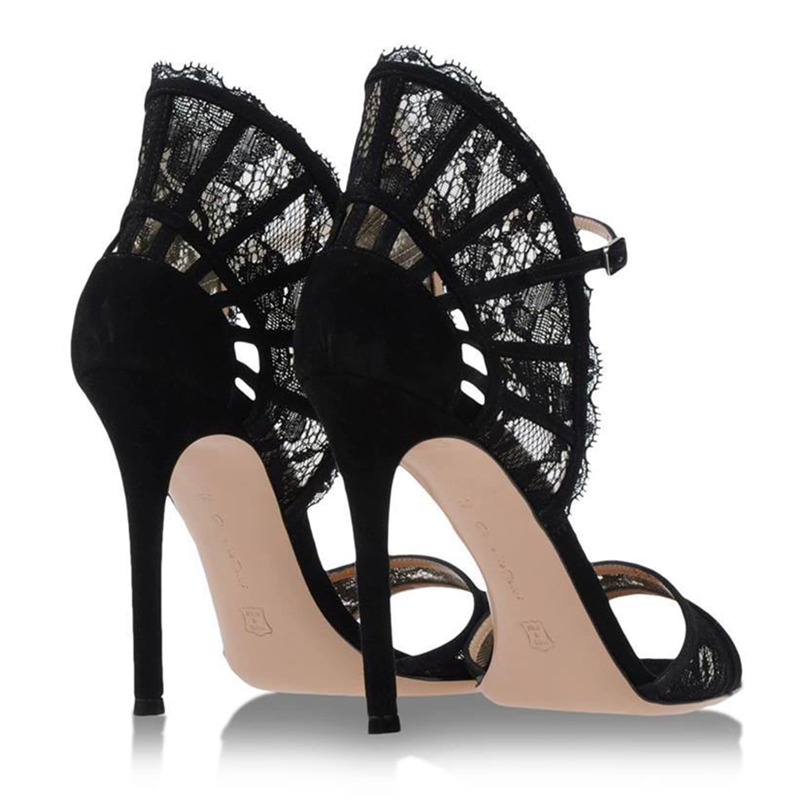 Sandales À Talons Hauts Stiletto Bout Ouvert Bride À La Cheville Dames 12 CM Dentelle Chaussures De Danse