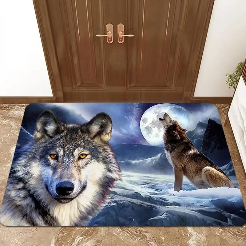 Alfombra con estampado de lobo para salón, de pelo corto, con estampado de lobo, 180 x 240 cm (5, 140 x 200 cm)