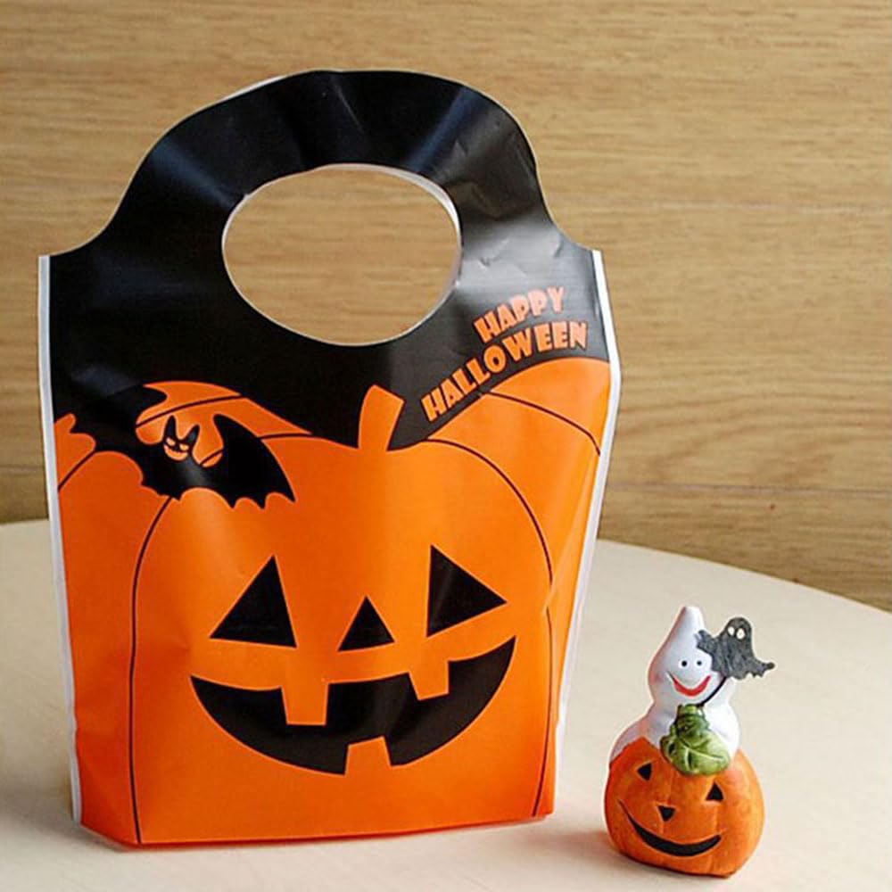 MaoNativey 50pcs Halloween Pumpkin Gift Candy Bags, Halloween Bags Decorations Sweets Candy Bags for Trick or Treat Party - Image 4