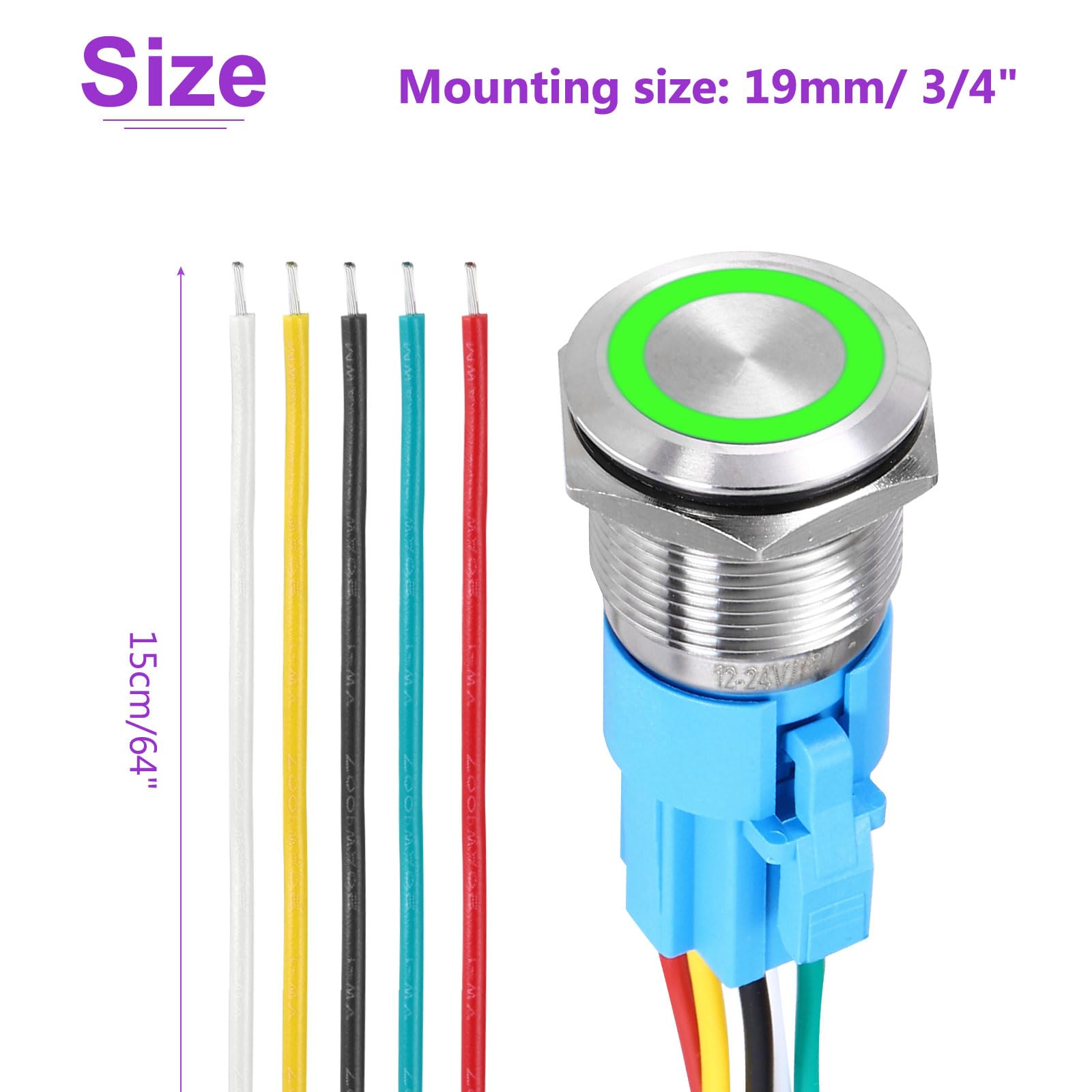 DMiotech 2Pcs 19mm / 3/4" Push Button Switch - Image 4