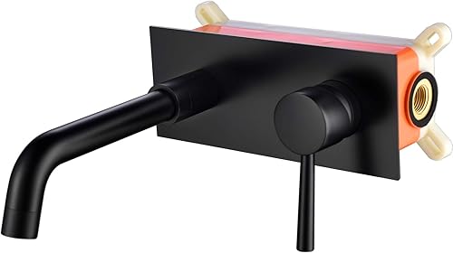 Grifo de baño de montaje en pared, grifo de recipiente negro, grifo giratorio de 360 ° de latón mezclador y válvula áspera incluida, BB6083C disponible en Yaxa Colombia