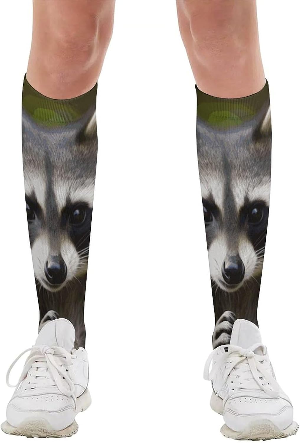 Cute Raccoon Knee High Soccer Socks Moisture Wicking