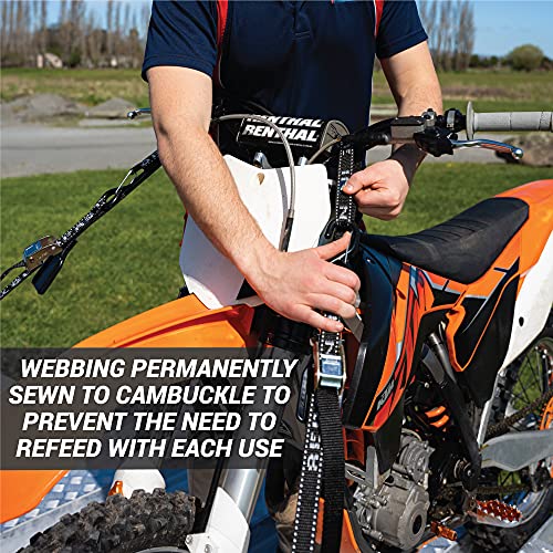 Motorcycle Tie Down Straps 1" X 8’ Heavy Duty Cam Buckle Straps With Soft Loops & Safety Hooks - Motorcycle Straps For Securing Motorbikes, Dirtbikes, Atv, Utv - 2 Pack #TOP5