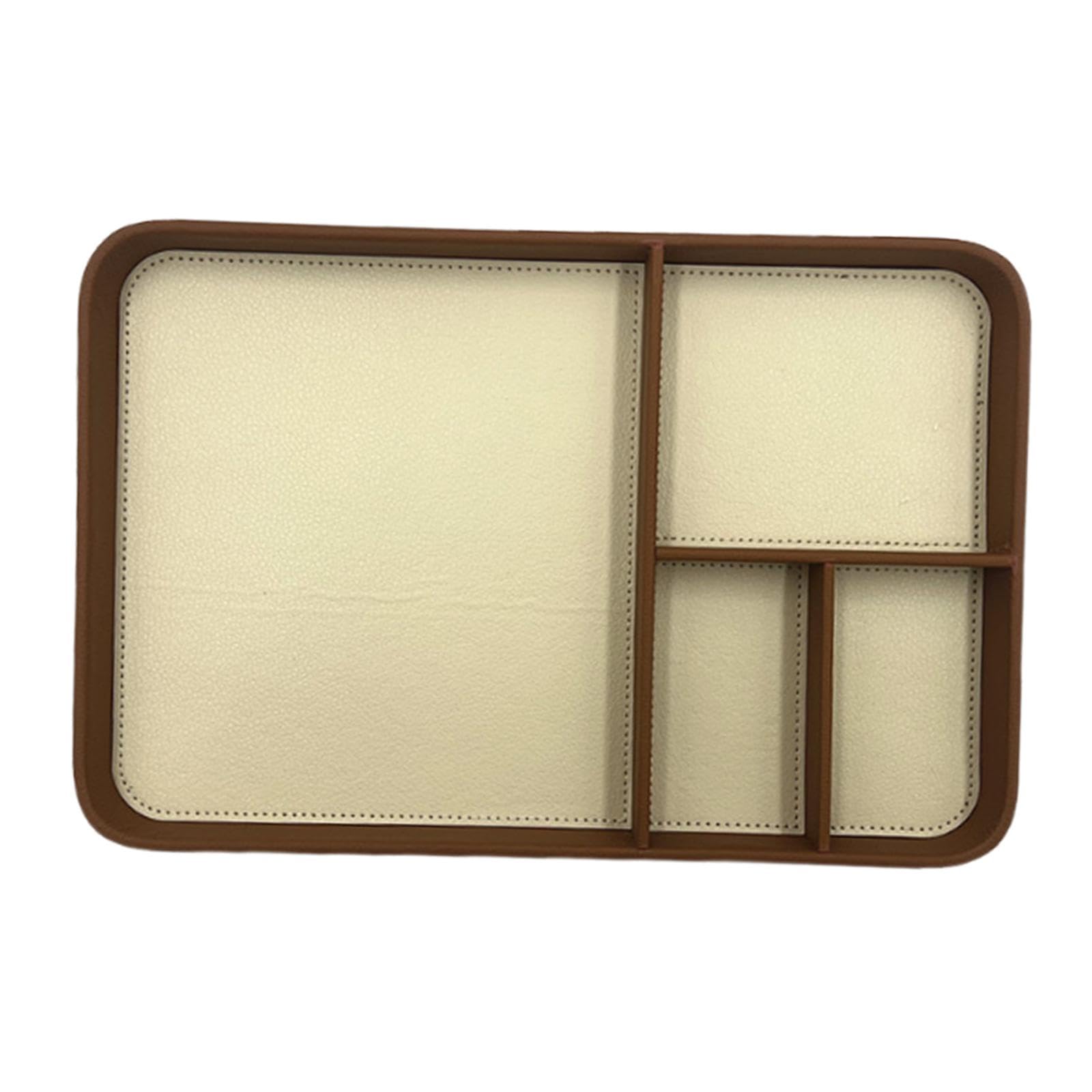 Colcolo Bandeja de Valet Bandeja 4 Compartimento para Hombres Recipiente de Almacenamiento de Organizador Moderno Moderno para la Billetera joyería, Marrón Beige