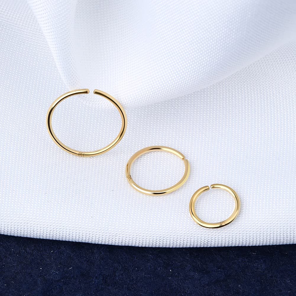 OUFER Oro 9ct Piercing Naso Hoop Donna Anellino Pircing Anello Nostril Nose Ring 20g 0.8mm Orecchio Helix Trago Rook Conch Daith Gold 6 8 10mm Uomo Gioielli Gift