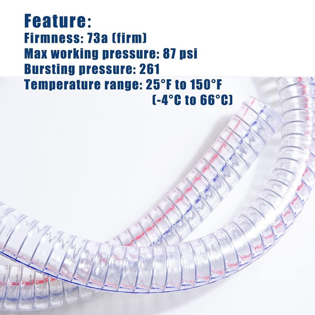 QuQuyi Tubo flexible de PVC de alta presión, resistente a los rayos UV, resistente a los productos químicos, 6.6 pies de diámetro exterior de 2 1/4 pulgadas de diámetro exterior